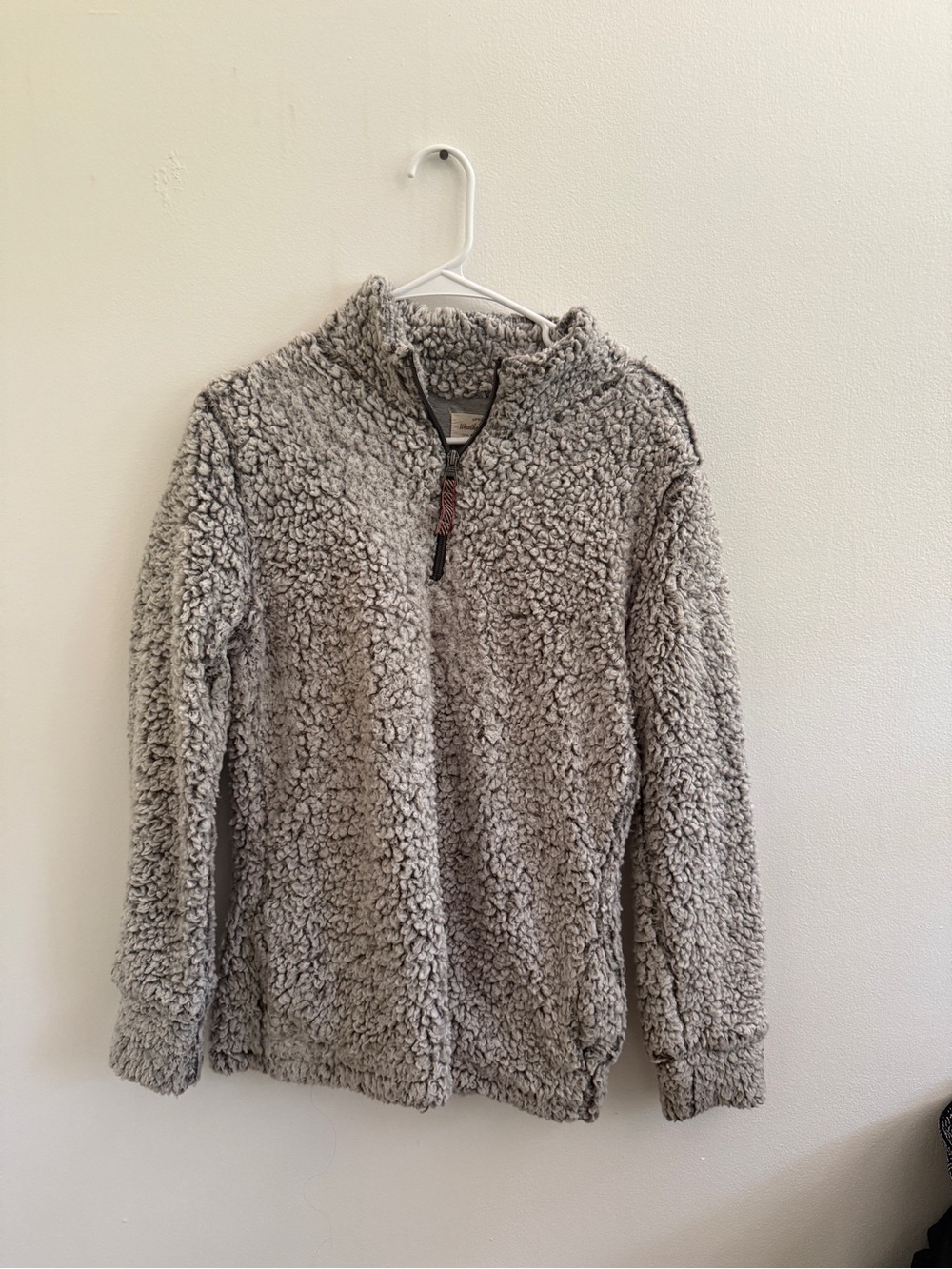 Plush Quarter-Zip Sherpa Sweater - Light Gray